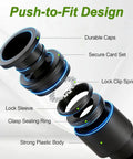 Exploded view of Thirty Piece Quick Connect Drip Irrigation Tee Fittings Kit showing components and push-to-fit design