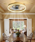 Gold Modern Ceiling Fan With Light 20 Inch High Light Transmittance Quiet Safe Motor Flush Mount Light Fixture in dining room