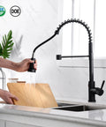 No Sweat Matte Black Kitchen Faucet Replacement Head With Solid 15 Piece Adapter Kit Pull Down Sink Sprayer Nozzle in action.