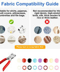 Fabric compatibility guide with suitable fabrics for 9.5mm Metal Snap Button Kit Set for Sewing and DIY Fashion Projects Pro Grade Snaps