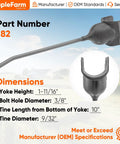 Diagram of Universal Hay Rake Teeth Replacement Tines 25 Pack Rubber Mounted showing dimensions and features.