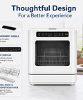 Heavy Duty Countertop Dishwasher With No Plumbing Required Setup And Four Auto Wash Programs Built Like A Tank For Small Spaces Or Dorm Life Durable Black Finish keeps dishes organized in a compact design.