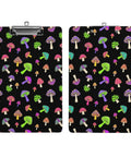 Trippy Mushrooms Print Acrylic Clipboard For A4 And US Letter - Durable Clear Desk Clipboard For Notes, Sketches, And Everyday Office Tasks For Students, Professionals, And Creative Projects At Home Or Office, black mushroom print front view