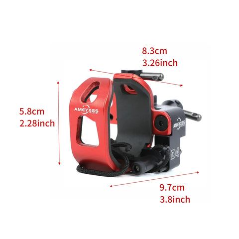 Drop Away Arrow Rest For Compound Bow Right Hand Micro Adjustable Archery Accessory Red Aluminum Quiet Operation For Hunting And Target Shooting Gear For Serious Hunters showing dimensions