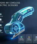 Heavy Duty Cordless Electric Scissors And Cardboard Cutter With Safety Lock Rechargeable Battery Led Light For Leather Carpet Plastic Cutting Tool Fast Easy Trim Power Rotary Blade Replacement, 4V electric scissor design.