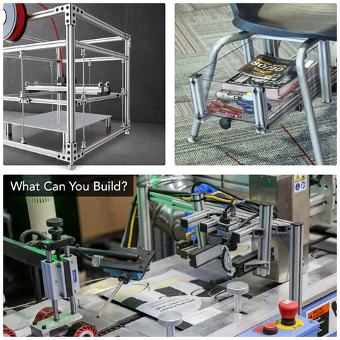 Heavy Duty Modular 20x20 Aluminum Extrusion With Four Open T Slots For DIY Projects, 6063T6 Anodized Finish, Pro Grade Linear Rail Guide, 455mm Long, Built For Custom, Flexible Builds used in DIY frame, table, and automation setups