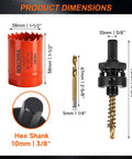 38mm One And A Half Inch Beefy Bi Metal Hole Saw With Eight Percent Cobalt HSS M42 Teeth dimensions and components