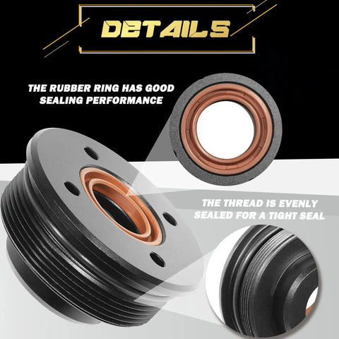 Tilt Cap And Gland With Seals For Large V6 Outboard Tilt Cylinder End Cap 61A-43811-00-00 showing close-up of threading and seal.