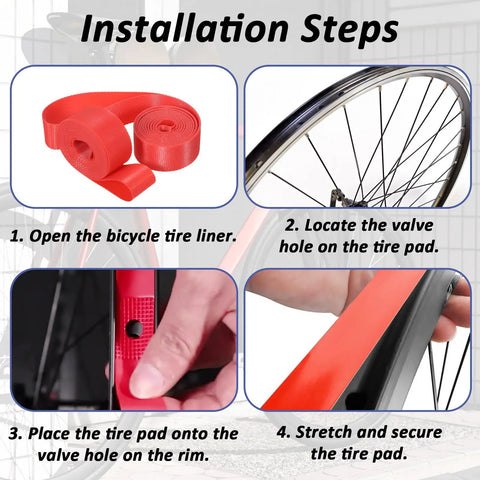 Installation steps with 2 Pack 26 Inch 18mm PVC Rim Tape And Tire Liner For Mountain And Road Bikes Puncture Resistant Inner Tube