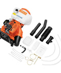 Gas Powered Backpack Fogger With Three Point Seven Gallon Tank And Forty One Point Five Cc Engine Delivers Beast Mode Two Point Thirteen Kilowatt Power with parts and accessories displayed