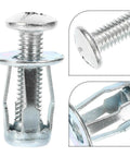 25 Set Galvanized Carbon Steel Expansion Nut Kit for Hollow Walls Easy Install Petal Nuts and Threaded Inserts Super Reliable Furniture Screws No Wobble Fit Durable Silver Finish, silver expansion nut close-up