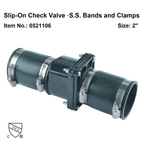 Hydro Master plastic sump pump check valve with stainless steel clamps, 2-inch, Amazon brand