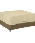 Veranda Water-Resistant 56 Inch Rectangular Fire Pit Table Cover for Outdoor Use With Gardelle Fabric System
