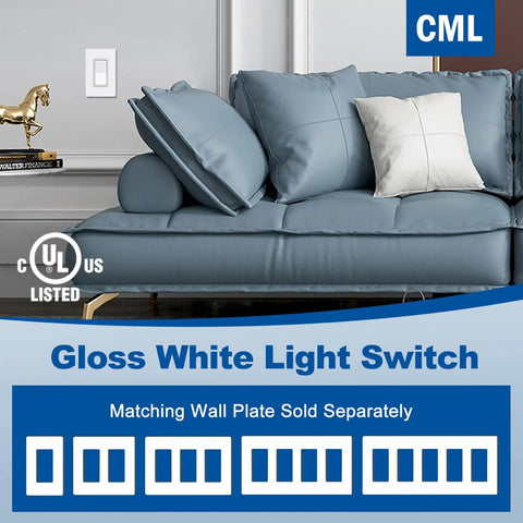 20 Pack 3 Way Decorator Paddle Rocker Wall Switch White Finish For Single Pole Or Three Way 15A 120 277V UL Listed