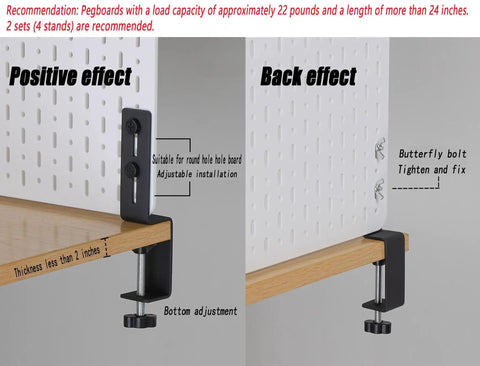 Set Of 2 Desk Clamps For Pegboard Mounting Metal Brackets Dope Office And Gaming Desktop Organization For Home Wall Mount Nailboard Fixers With Nailless Design Keeps Your Gear Tight And Clean