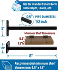 Heavy Duty 12 Pack 6 Inch Invisible Floating Shelf Brackets For Wood Walls Premium Steel Construction showing size and installation details.