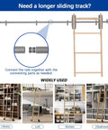Sliding Barn Door Hardware Kit With Library Rolling Ladder Track Bracket System displayed over various room setups