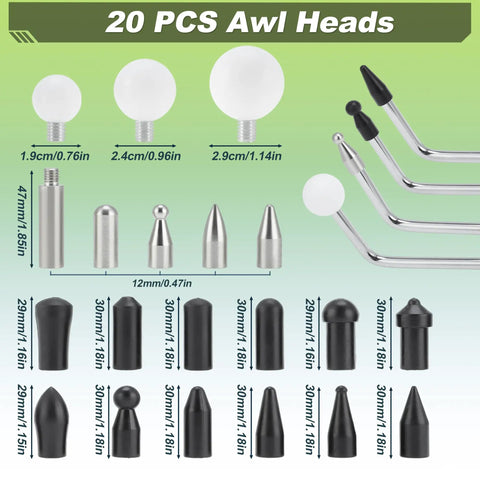 Paintless Dent Repair Kit With 23 Tools Including 3 Dent Rods And 20 Awl Heads For Car Dents Door Dings Minor Dents And Hail Damage