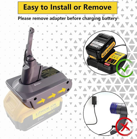 Battery Adapter Converts DeWalt 20V And 60V Packs To Power Dyson V7 And V8 Vacuums Including Absolute Animal And Fluffy Models