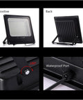 JUDYSSY Security Lights Led Flood Light Floodlight White High Power Waterproof showcasing front, back, and waterproof port features.