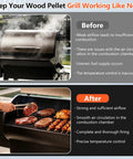 Comparison of pellet grill before and after using Pro Grade 2.0 RPM Auger Motor Upgrade Kit With Fire Pot and accessories