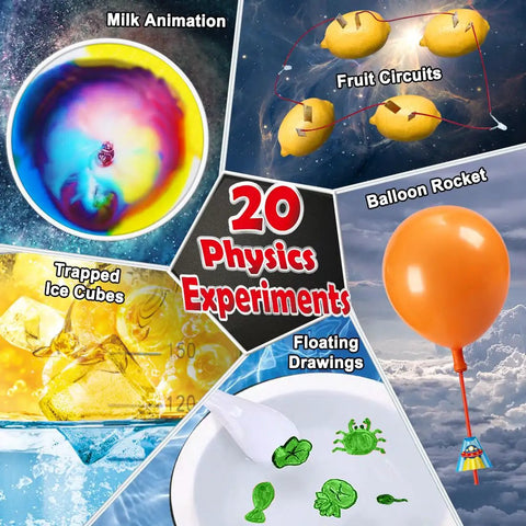 Detailed collage of Kids Science Lab Kit With Seventy Plus Experiments A Fun Kid Friendly Chemistry Set For Boys And Girls images