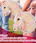 Realistic Hobby Horse Bridle With Metal Bit And Adjustable Reins In Faux Leather And Stainless Steel Tack In Use