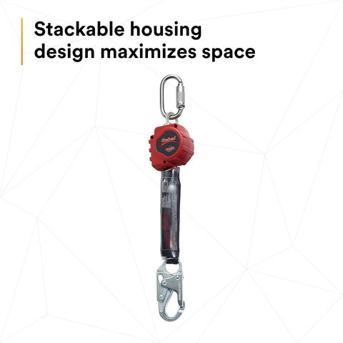 Protecta Rebel Self Retracting Lifeline 6 Foot Polyester Web with Steel Snap Hook and Carabiner in compact design