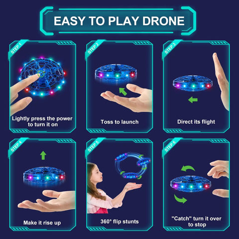 Hand Operated Flying Toy Drone For Kids With Gesture Control And 360 Degree Motion Sensors LED Lights demonstration steps