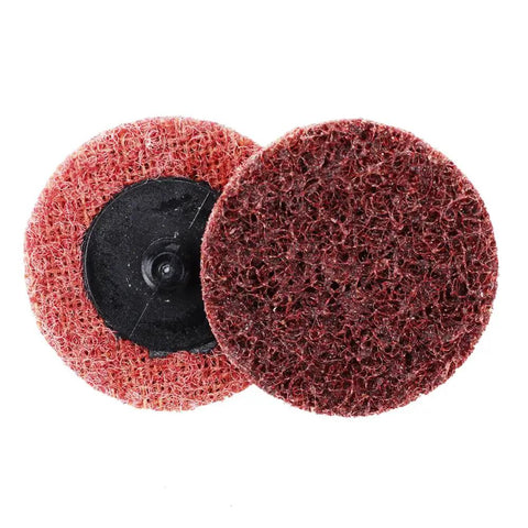 Surface Conditioning Quick Change Discs 2 Inch Red Medium Grit Prep Pads 25 Pack With Universal Male Type R Connection For Stainless Steel Steel Non Ferrous Plastics Fiberglass Auto Body And Welding Prep