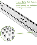 Close-up of Heavy Duty 16 Inch Drawer Slides Set Of 3 Pairs Full Extension Under Mount Ball Bearing Silver Finish showing smooth ball bearings