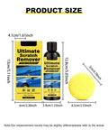 Product size of Slick Scratch Eraser Paste And Smooth Operator Polishing Kit, including bottle and foam applicator dimensions.