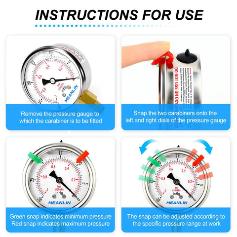 Tough As Nails Stainless Steel Liquid Filled Vacuum Gauge With 2.5 Inch Dial 1/8 NPT Connection Lower Mount -30 InHg To 0 Psi Range WOG Water Oil Air Snaps Included instructions diagram