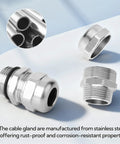 Two Pack Stainless Steel Cable Gland Quarter Inch NPT Waterproof And Rust Proof Adjustable Cable Gland Protectors For 3-6mm Wires