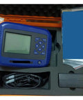 Top Shelf Stud Finder Wall Scanner And Concrete Rod Position Meter Featuring Quick Lock Sensors in orange case, with cables and user guide.