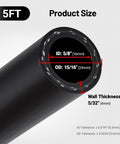 EVIL ENERGY 5/8 in heater hose, 5 ft, black with clamps; end view shows ID 5/8 in and OD 15/16 in.