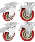 Four Inch Polyurethane Casters Roll Like Butter With Silent 360 Swivel Action And Rock Solid Heavy Duty Locking Brakes for smooth mobility.