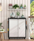 Heavy Duty Steel Tool Chest On Wheels With Locking Doors Rolling Garage Cabinet With Adjustable Shelves Mobile Storage Cabinet For Workshop Basement Warehouse Utility Room Grey in balcony setting