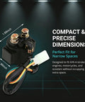 Built Tough Starter Solenoid Relay For Motorcycle Scooter With Heavy Duty Copper Terminals Vibration Resistant Construction, compact design for narrow spaces.