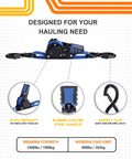 Retractable Ratchet Straps 1 Inch By 4 Foot Heavy Duty Boat Transom Tie Downs Pack Of 2 With 2400 Lbs Breaking Strength features