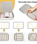 Hard Shell Cable Tech Organizer Travel Case For Power Banks And Portable Chargers featuring removable velcro design, grey interior.