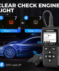 Image of AL400 OBD2 Scanner for Cars and Light Trucks with DTC Lookup feature and clear codes display.