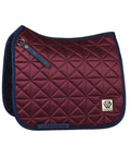 Premium Satin Luxe Air Tec Quilted Dressage Saddle Pad With Breathable Mesh Spine Burgundy Large Dressage Ready Vibe