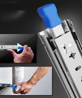 Heavy Duty Side Mount Drawer Slides Double Ball Steel Track Built Tough As Nails With Bidirectional Locking For Bedroom Drawers Slick Action No Drag Real Furniture Workhorse showing installation with hand and blue trigger.