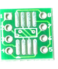 SOP8 To DIP8 PCB Adapter Kit With FR4 Prototyping Board showing double-sided gold-plated pins and pin layout, top view