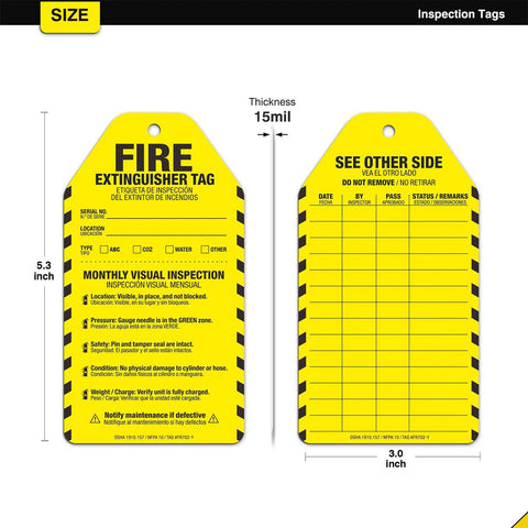 Top Shelf Fire Extinguisher Inspection Tags 25 Pack Premium Tear Resistant With Osha Compliant Monthly Check Stickers For Rock Solid Safety Maintenance And Dead Simple Service Logs
