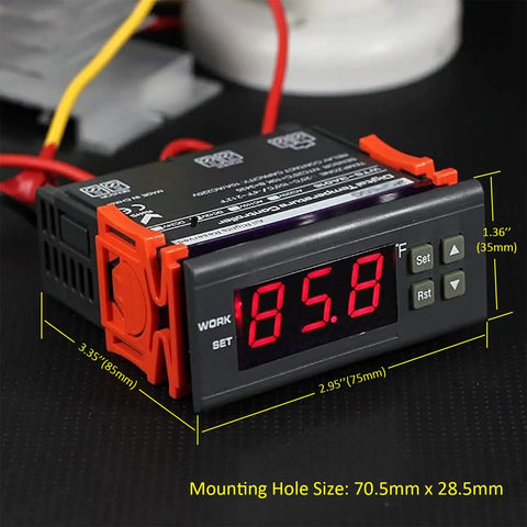 110V Fahrenheit Digital Temperature Controller With 1 Relay 10A NTC 10K Sensor Probe Easy Setup For Heating Or Cooling