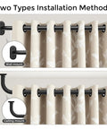 Wrap Around Blackout Curtain Rod For Windows 36 To 120 Inches, 1 Inch Adjustable Heavy Duty Metal Rod With Aluminum Bracket, Seamless Frame Wrap Light Blocking For Bedroom, Living Room, And Sliding Doors installation methods