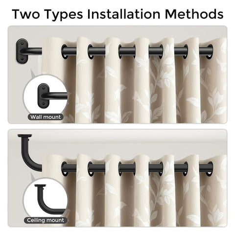 Wrap Around Blackout Curtain Rod For Windows 36 To 120 Inches, 1 Inch Adjustable Heavy Duty Metal Rod With Aluminum Bracket, Seamless Frame Wrap Light Blocking For Bedroom, Living Room, And Sliding Doors installation methods
