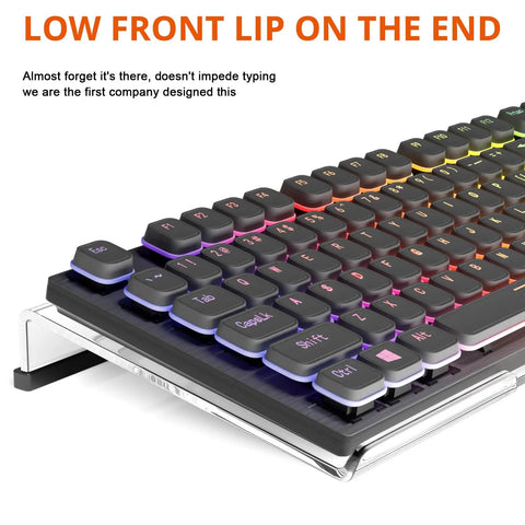 Ergonomic Tilt Keyboard Stand With Clear Acrylic Tray And Silicone Anti Slip Case Fits Standard Keyboard Desk Riser
